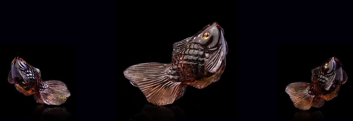 Глиптика эксклюзивная фигурка "Рыбка" из природного турмалина Denisov & Gems
